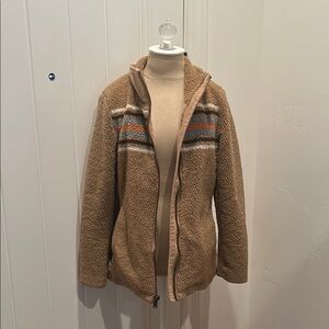 Pendleton Tan Sherpa Jacket with Striped Detail